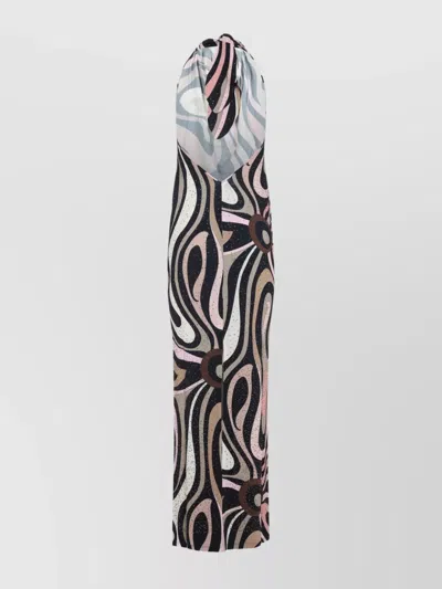 Pucci Mykonos Long Dress Halter-neck Open Back In Multi
