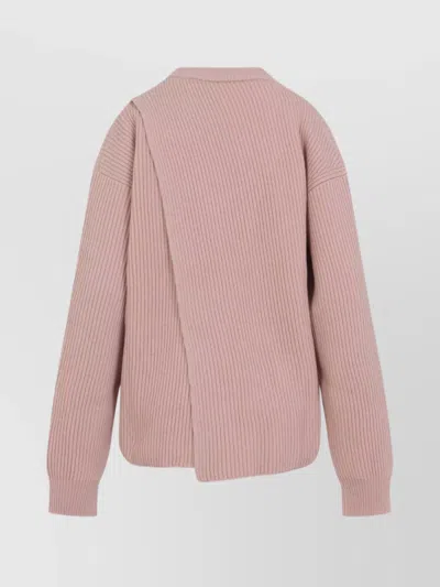 Jil Sander Long Sleeves Knitwear Asymmetric Hem In Pink