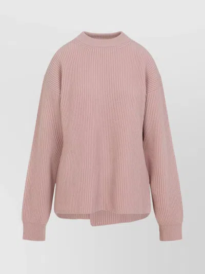 Jil Sander Long Sleeves Knitwear Asymmetric Hem In Pink