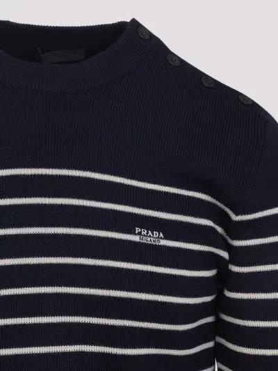 Prada Maglione In Lana Ricamata Uomo In Black