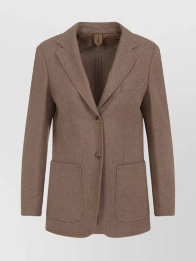 Max Mara Alpaca Cashmere Camel Yak Tailored Jacket In Brown