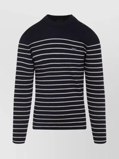 Prada Maglione In Lana Ricamata Uomo In Black