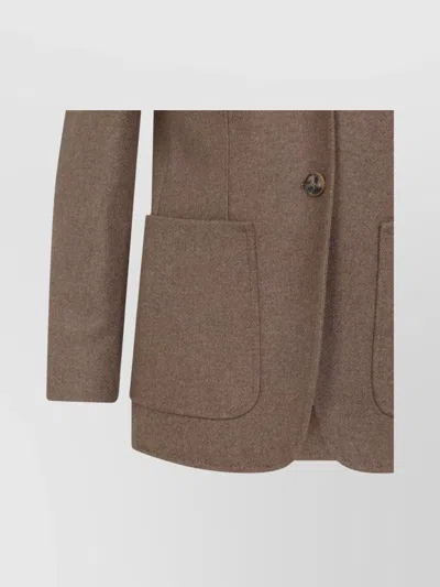 Max Mara Alpaca Cashmere Camel Yak Tailored Jacket In Brown