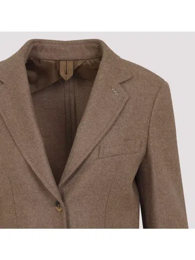 Max Mara Alpaca Cashmere Camel Yak Tailored Jacket In Brown
