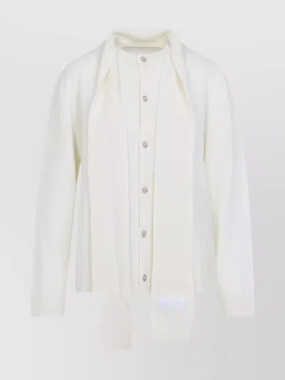 Mm6 Maison Margiela Wool Cardigan Ribbed Edges