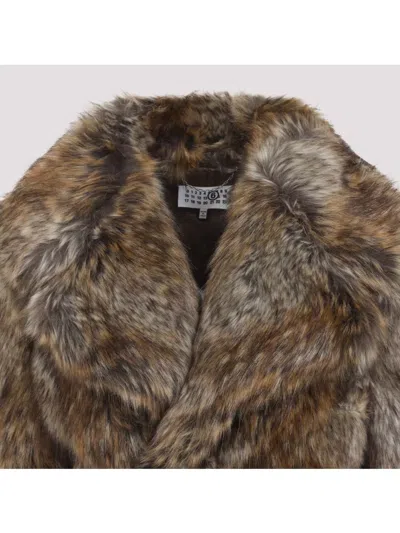 Mm6 Maison Margiela Acrylic Jacket Synthetic Fur In Brown