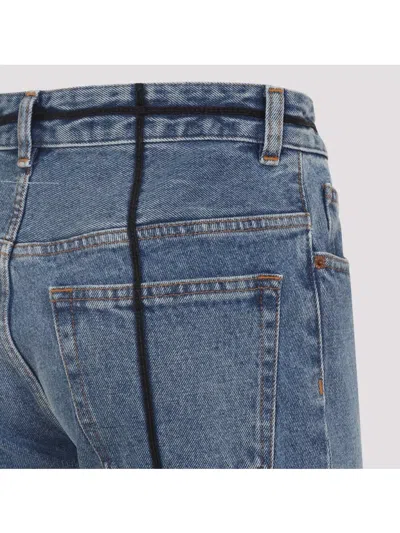 Mm6 Maison Margiela Straight-leg Jeans With Straps Embellishments In Blue
