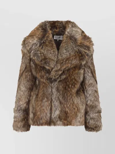 Mm6 Maison Margiela Acrylic Jacket Synthetic Fur In Brown