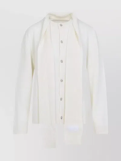 Mm6 Maison Margiela Wool Cardigan Ribbed Edges