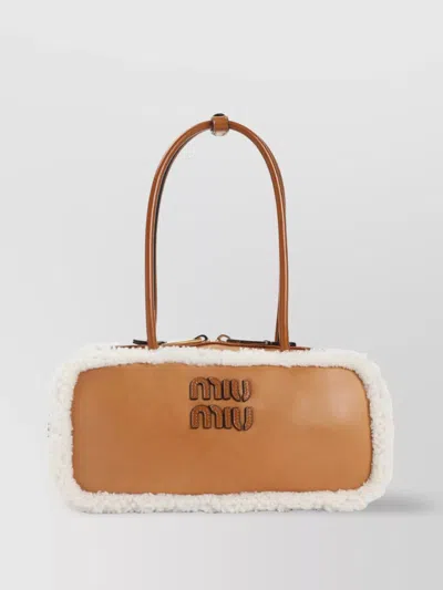 Miu Miu Rectangular Shearling Edge Shoulder Bag