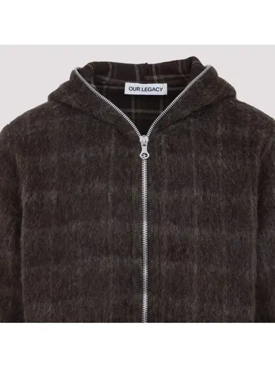 Our Legacy Check-pattern Wool-blend Sweatshirt In Gray