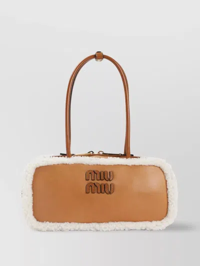 Miu Miu Rectangular Shearling Edge Shoulder Bag
