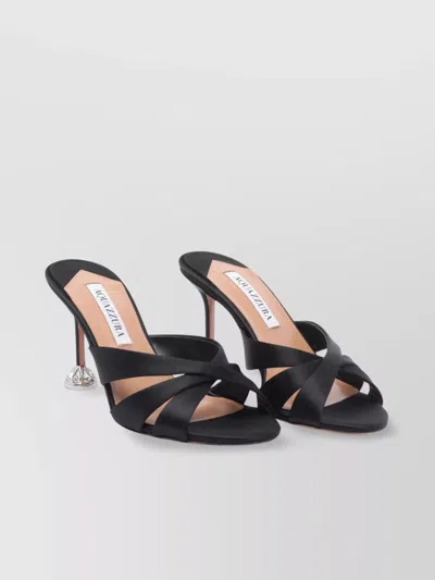 Aquazzura Satin Strappy Open Toe Unique Heel Pumps