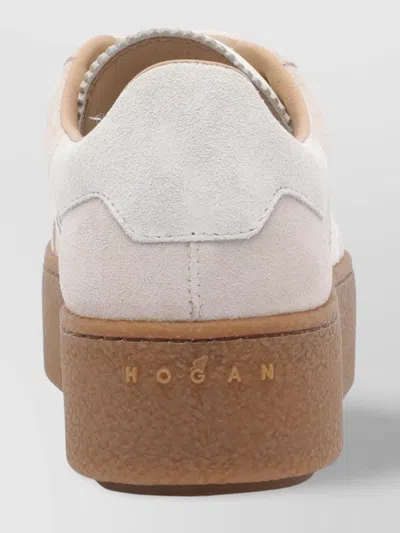 Hogan Platform Sneakers With Suede Upper And Leather Logo In Neutral
