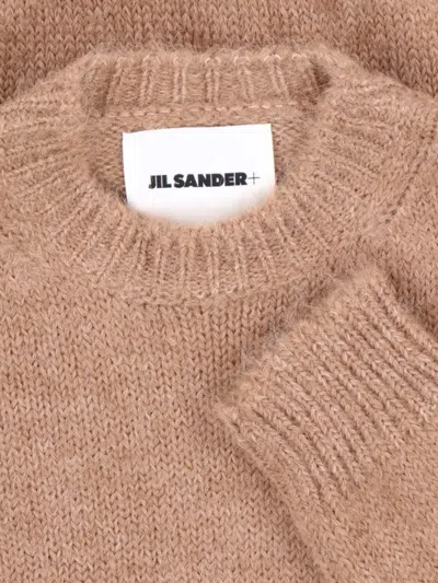 Jil Sander Ribbed Crewneck Sweater With Soft Texture In Brown