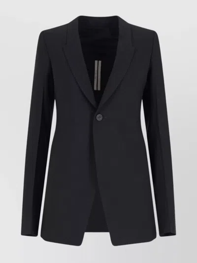 Rick Owens Tailored Jacket With Notched Lapel And Back Vent In Black