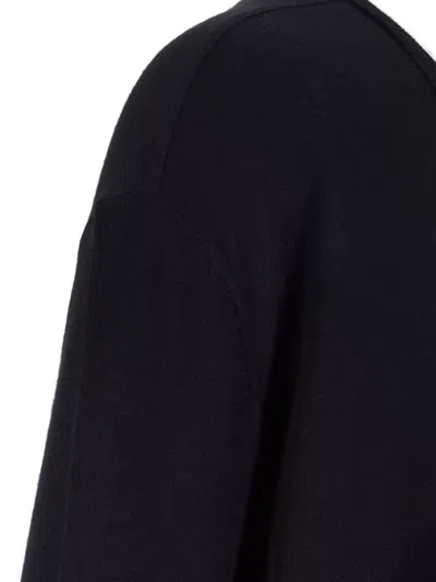 Rick Owens V-neckline Long Sleeves Asymmetric Hem Soft Texture In Black