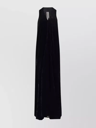 Rick Owens Velvet Sleeveless Floor-length Dress In Black