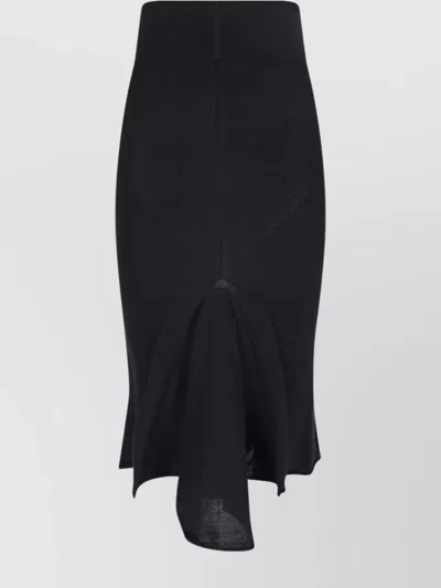 Rick Owens Asymmetrical Midi Skirt In Wool In Black