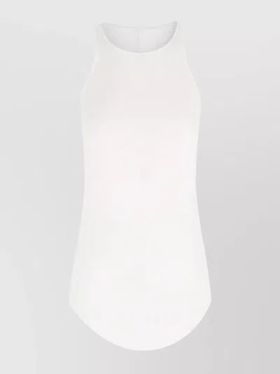 Rick Owens Top With Curved Hem And Ribbed Sleeves In White