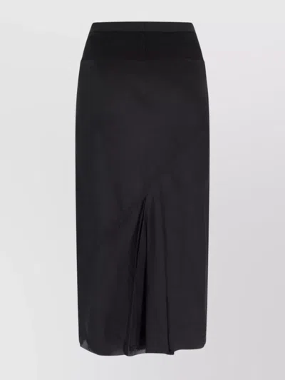 Rick Owens Asymmetric Elastic Waistband Midi Skirt In Black