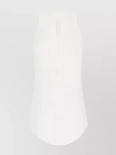 Rick Owens Top With Curved Hem And Ribbed Sleeves In White