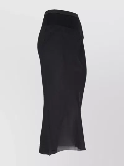 Rick Owens Asymmetric Elastic Waistband Midi Skirt In Black