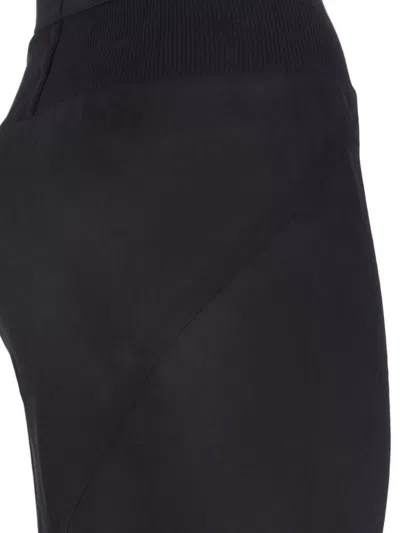 Rick Owens Asymmetric Elastic Waistband Midi Skirt In Black
