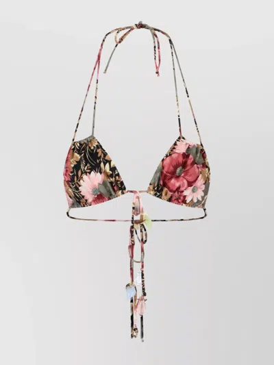 Chloé Embellished Floral Halter Triangle Coverups In Multi