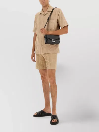 Fendi Striped Pattern Belt Loops Shorts In Brown
