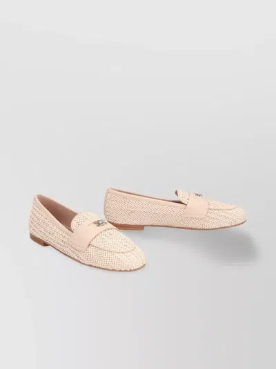 Casadei Woven Round Toe Flat Sole Loafers