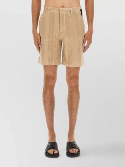 Fendi Striped Pattern Belt Loops Shorts In Brown