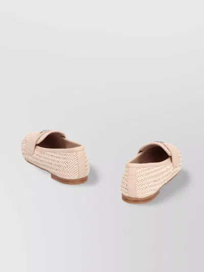 Casadei Woven Round Toe Flat Sole Loafers