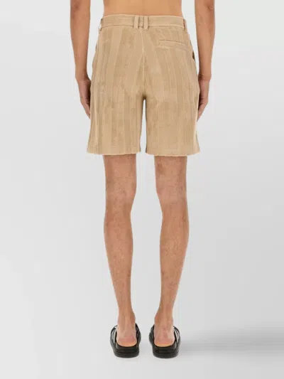 Fendi Striped Pattern Belt Loops Shorts In Brown