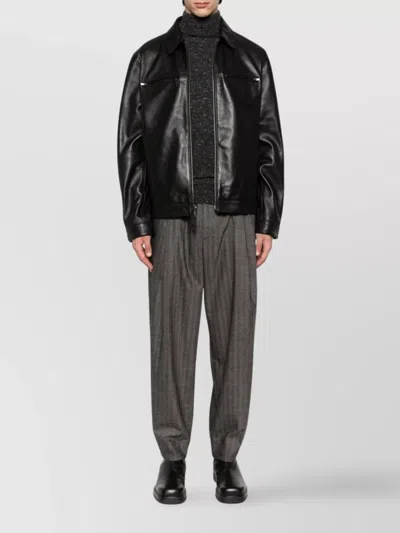 Drumohr Speckled Grey Turtleneck Sweater With Ribbed Cuffs In Black