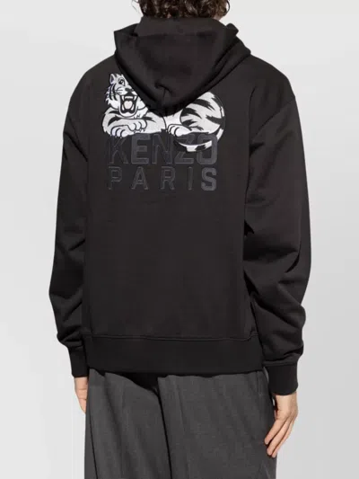 Kenzo Happy Tiger Hoodie In Black