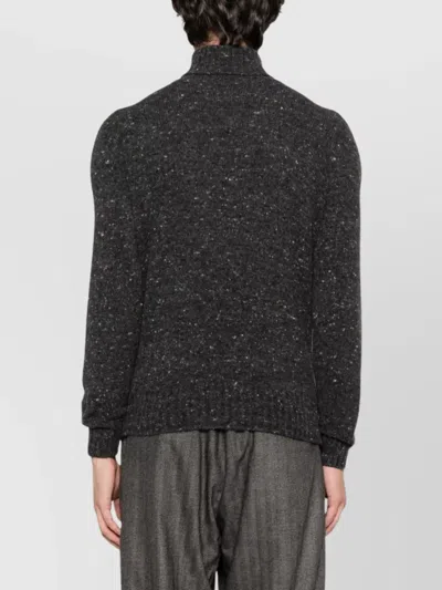 Drumohr Speckled Grey Turtleneck Sweater With Ribbed Cuffs In Black