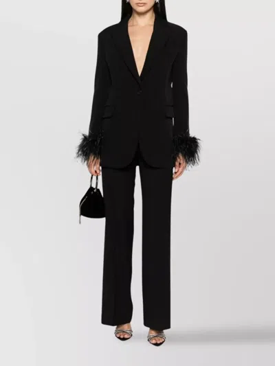 P.a.r.o.s.h Straight Leg Wool Blend Trousers In Black