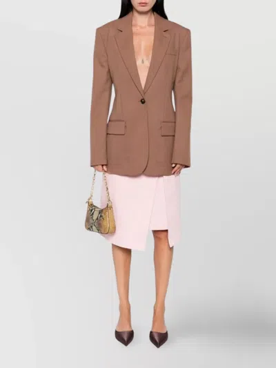 Stella Mccartney Womens Single-breasted Notch-lapel Wool Blazer Rosewood In Brown