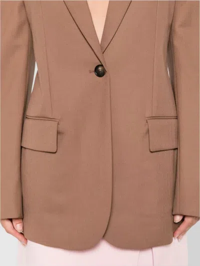 Stella Mccartney Womens Single-breasted Notch-lapel Wool Blazer Rosewood In Brown