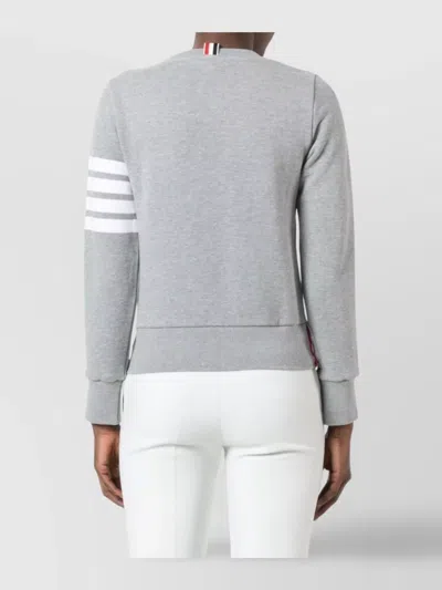 Thom Browne Striped Knitwear Bar Detail In Gray