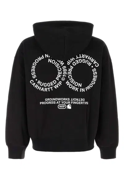 Carhartt Hooded Rotation Sweat In Misto Cotone Nero  Uomo In Black