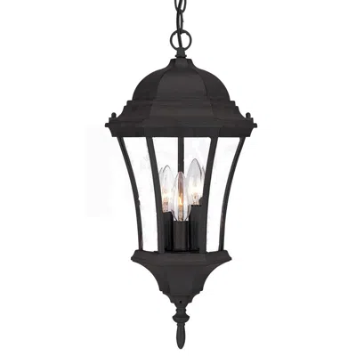 Hivvago Three Light Matte Black Carousel Lantern Hanging Light