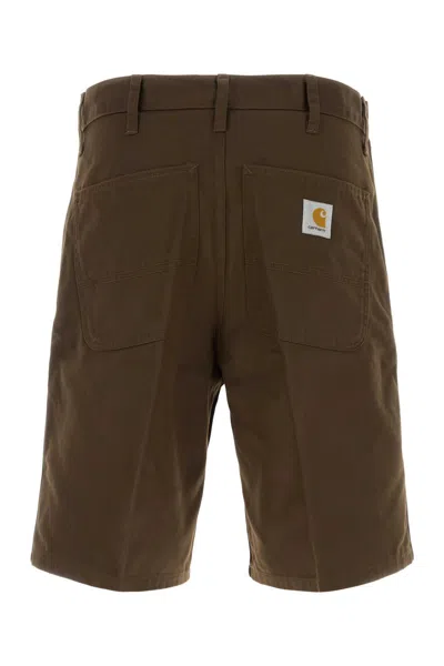 Carhartt Twill Short With Pockets And Loops In Brown