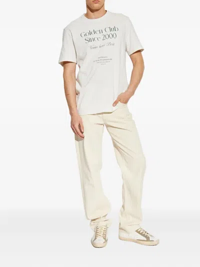 Golden Goose Journey Ms T-shirt Regular Light Cotton Jersey With Print In Neutral