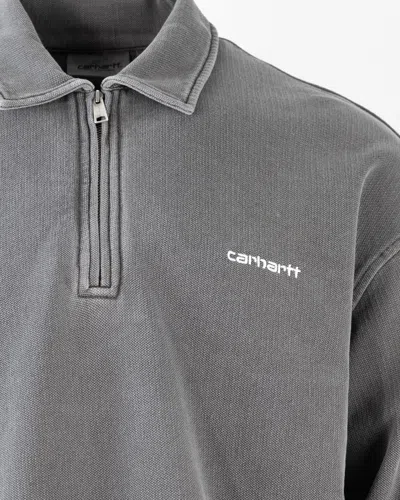 Carhartt Embroidered Script Sweatshirt Ribbed Cuffs In Gray