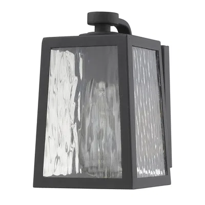 Hivvago Matte Black Glass Panels Outdoor Wall Light