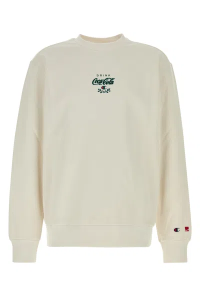 Champion White Crewneck Logo Sweatshirt