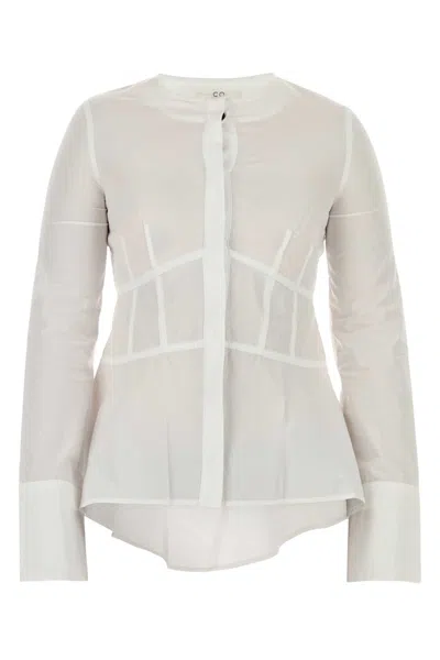 Co Poplin Shirt With Long Sleeves And Peplum Hem In Neutral