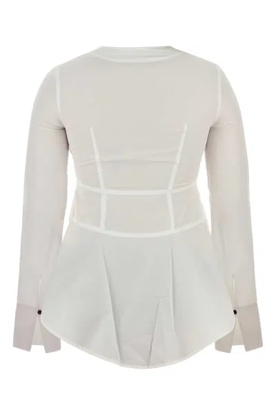 Co Poplin Shirt With Long Sleeves And Peplum Hem In Neutral